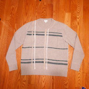 Faconnable Cashmere Silk Wool Beige Cross Pattern Sweater (L – XL)